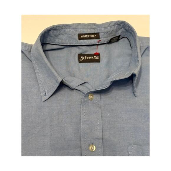 St. John’s Bay Button Down Shirt Men’s XL Worry Free Blue Short Sleeve Casual - Picture 3 of 5
